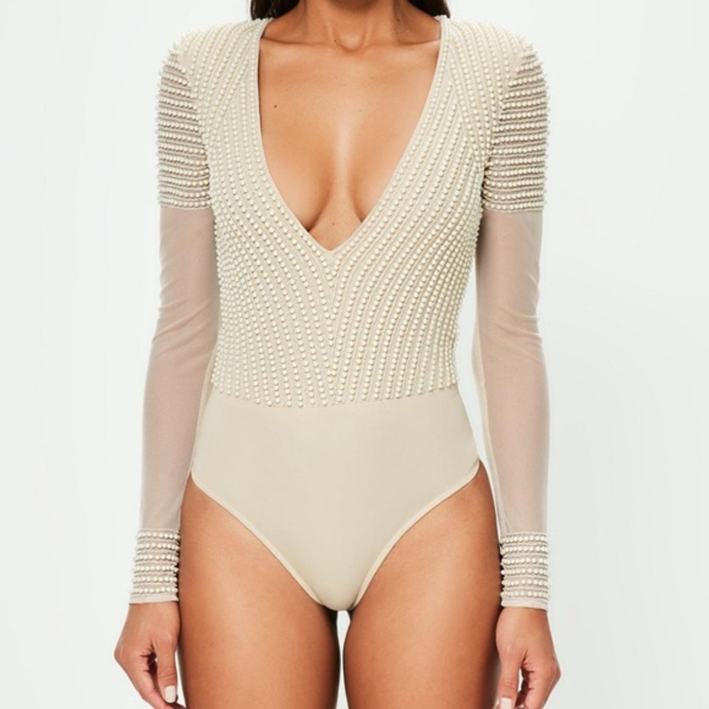 Peace & Love Missguided pearl bodysuit